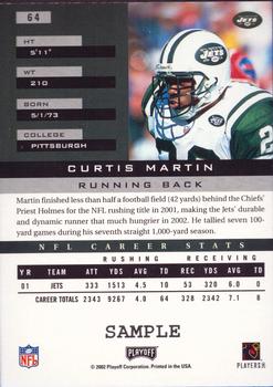 2002 Playoff Honors - Samples #64 Curtis Martin Back
