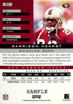 2002 Playoff Honors - Samples #81 Garrison Hearst Back