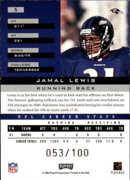 2002 Playoff Honors - X's #5 Jamal Lewis Back