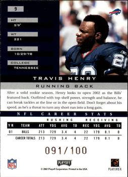 2002 Playoff Honors - X's #9 Travis Henry Back