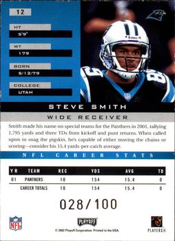 2002 Playoff Honors - X's #12 Steve Smith Back