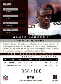 2002 Playoff Honors - X's #21 James Jackson Back