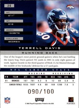 2002 Playoff Honors - X's #26 Terrell Davis Back