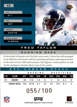 2002 Playoff Honors - X's #42 Fred Taylor Back