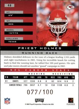 2002 Playoff Honors - X's #46 Priest Holmes Back