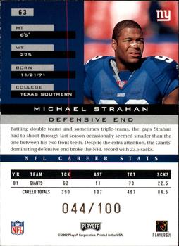 2002 Playoff Honors - X's #63 Michael Strahan Back
