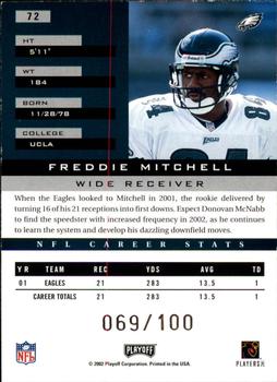 2002 Playoff Honors - X's #72 Freddie Mitchell Back