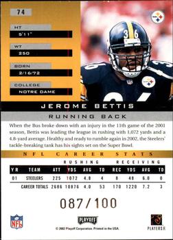 2002 Playoff Honors - X's #74 Jerome Bettis Back