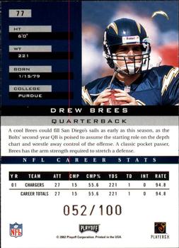 2002 Playoff Honors - X's #77 Drew Brees Back