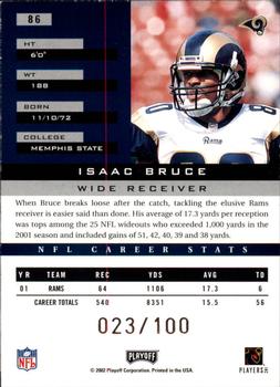 2002 Playoff Honors - X's #86 Isaac Bruce Back