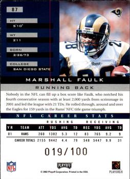 2002 Playoff Honors - X's #87 Marshall Faulk Back
