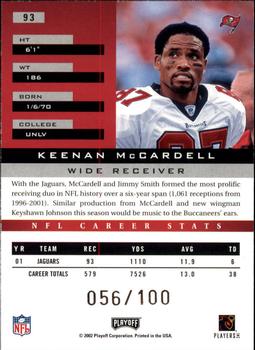 2002 Playoff Honors - X's #93 Keenan McCardell Back