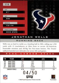 2002 Playoff Honors - X's #116 Jonathan Wells Back