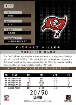 2002 Playoff Honors - X's #135 Dicenzo Miller Back