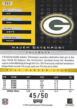 2002 Playoff Honors - X's #157 Najeh Davenport Back