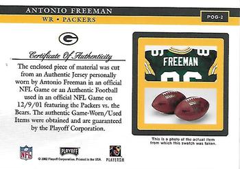 2002 Playoff Piece of the Game - Materials #POG-2 Antonio Freeman Back