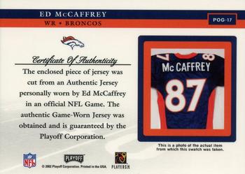 2002 Playoff Piece of the Game - Materials #POG-17 Ed McCaffrey Back