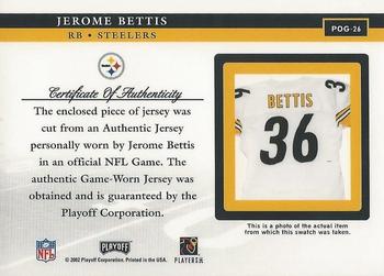 2002 Playoff Piece of the Game - Materials #POG-26 Jerome Bettis Back