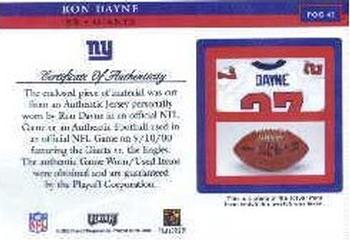 2002 Playoff Piece of the Game - Materials #POG-45 Ron Dayne Back