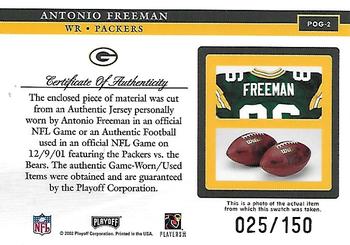 2002 Playoff Piece of the Game - Materials 2nd Down #POG-2 Antonio Freeman Back