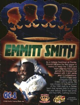 1996 Pacific - Gold Crown Die Cuts #GC-1 Emmitt Smith Back