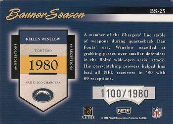 2002 Playoff Prestige - Banner Season #BS-25 Kellen Winslow Back