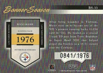 2002 Playoff Prestige - Banner Season #BS-33 Rocky Bleier Back