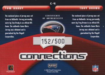 2002 Playoff Prestige - Connections Jerseys #C-4 Tom Brady / Troy Brown Back