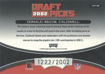 2002 Playoff Prestige - Draft Picks #DP-18 Reche Caldwell Back