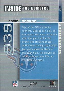 2002 Playoff Prestige - Inside the Numbers #IN13 Eddie George Back