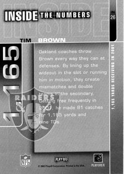 2002 Playoff Prestige - Inside the Numbers #IN26 Tim Brown Back