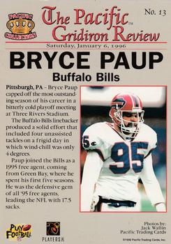 1996 Pacific Gridiron #13 Bryce Paup Back