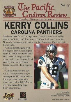 1996 Pacific Gridiron #15 Kerry Collins Back