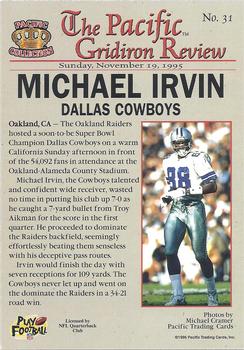 1996 Pacific Gridiron #31 Michael Irvin Back
