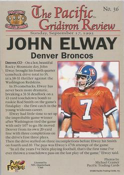 1996 Pacific Gridiron #36 John Elway Back
