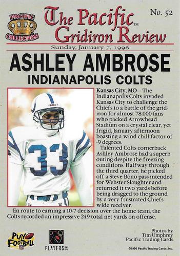 1996 Pacific Gridiron #52 Ashley Ambrose Back