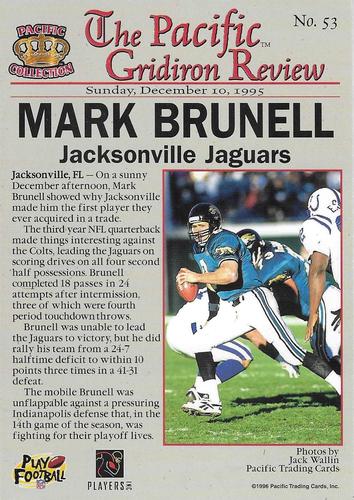 1996 Pacific Gridiron #53 Mark Brunell Back