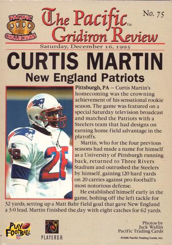 1996 Pacific Gridiron #75 Curtis Martin Back