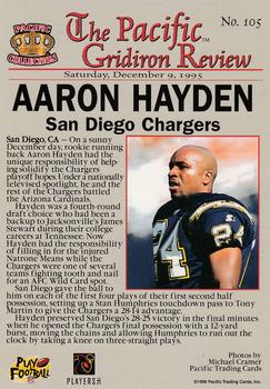 1996 Pacific Gridiron #105 Aaron Hayden Back