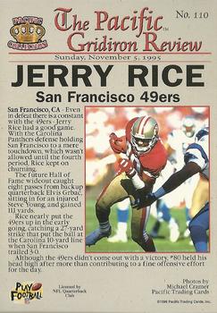 1996 Pacific Gridiron #110 Jerry Rice Back