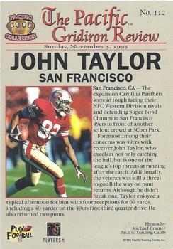 1996 Pacific Gridiron #112 John Taylor Back