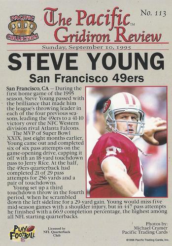 1996 Pacific Gridiron #113 Steve Young Back