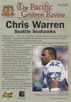 1996 Pacific Gridiron #NNO Chris Warren  Back