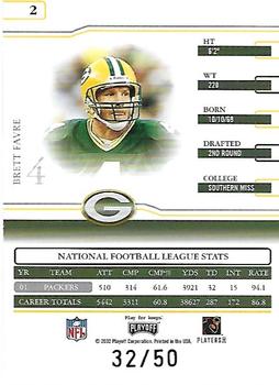 2002 Playoff Prime Signatures - Proofs #2 Brett Favre Back