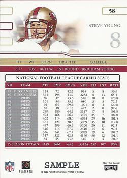 2002 Playoff Prime Signatures - Samples #58 Steve Young Back