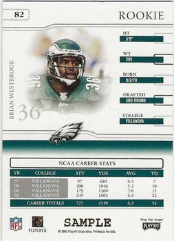 2002 Playoff Prime Signatures - Samples Gold #82 Brian Westbrook Back