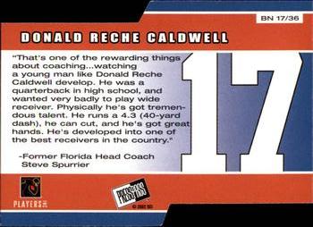2002 Press Pass - Big Numbers #BN17 Donald Reche Caldwell Back