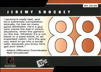 2002 Press Pass - Big Numbers #BN26 Jeremy Shockey Back