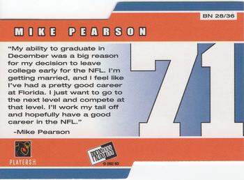 2002 Press Pass - Big Numbers #BN28 Mike Pearson Back