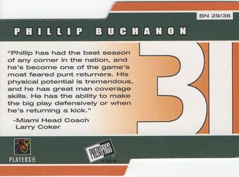 2002 Press Pass - Big Numbers #BN29 Phillip Buchanon Back